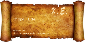 Kropf Ede névjegykártya